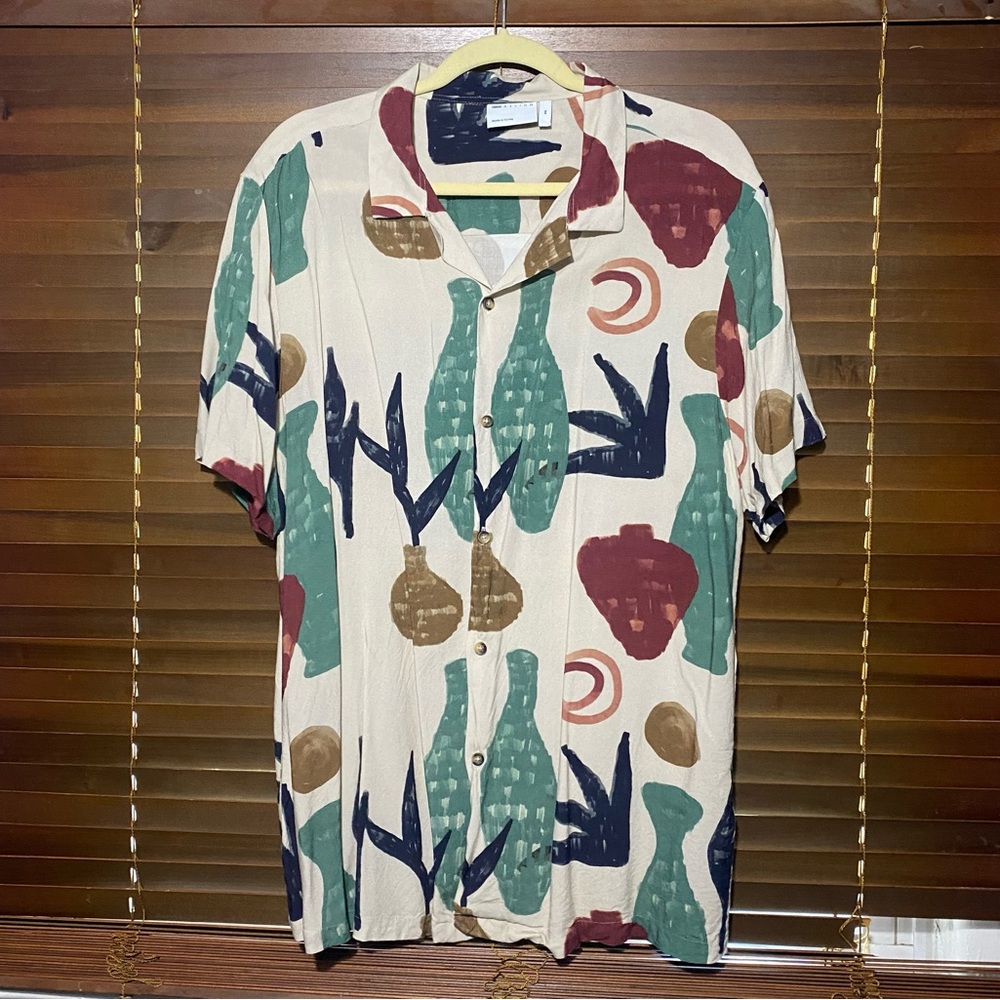 MENS ASOS 2XL FESTIVAL ABSTRACT PRINT SHORT SLEEVE SHIRT